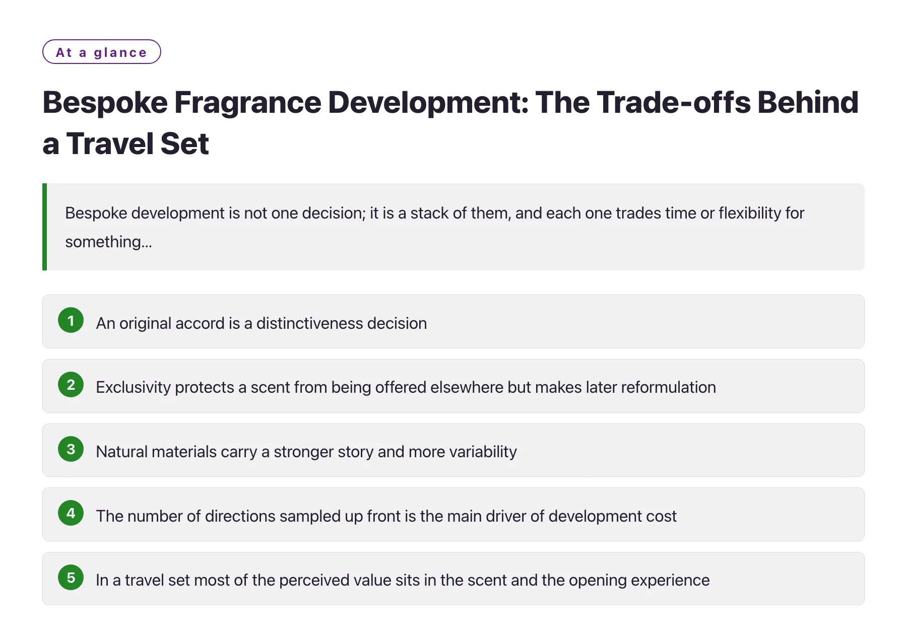 Bespoke Fragrance Development: The Trade-offs Behind a Travel Set——全文要点速览